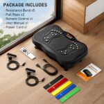 Vibration Plate Exercise Machine, 130 Levels Full Body Workout Vibrating Plate for Lymphatic Drainage Weight Loss, 450 Lbs Capacity Shake Platform with Resistance Bands Bluetooth for Women Men