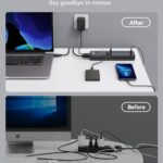 Powered USB Hub, Wenter 11-Port USB Splitter Hub (10 Faster Data Transfer Ports+ 1 Smart Charging Port) with Individual LED On/Off Switches, USB Hub 3.0 Powered with Power Adapter for Mac, PC