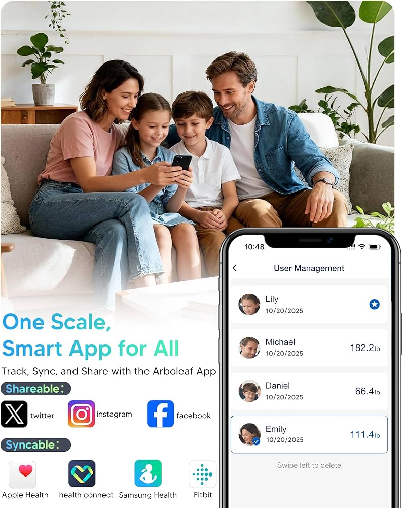 arboleaf Smart Scale for Body Weight, 8-Electrode Dual-Frequency BIA Bathroom Scale with 7-in-1 Display for BMI Body Fat Muscle Mass, Segmental Full Body Composition Analyzer, 50+ Metrics in App