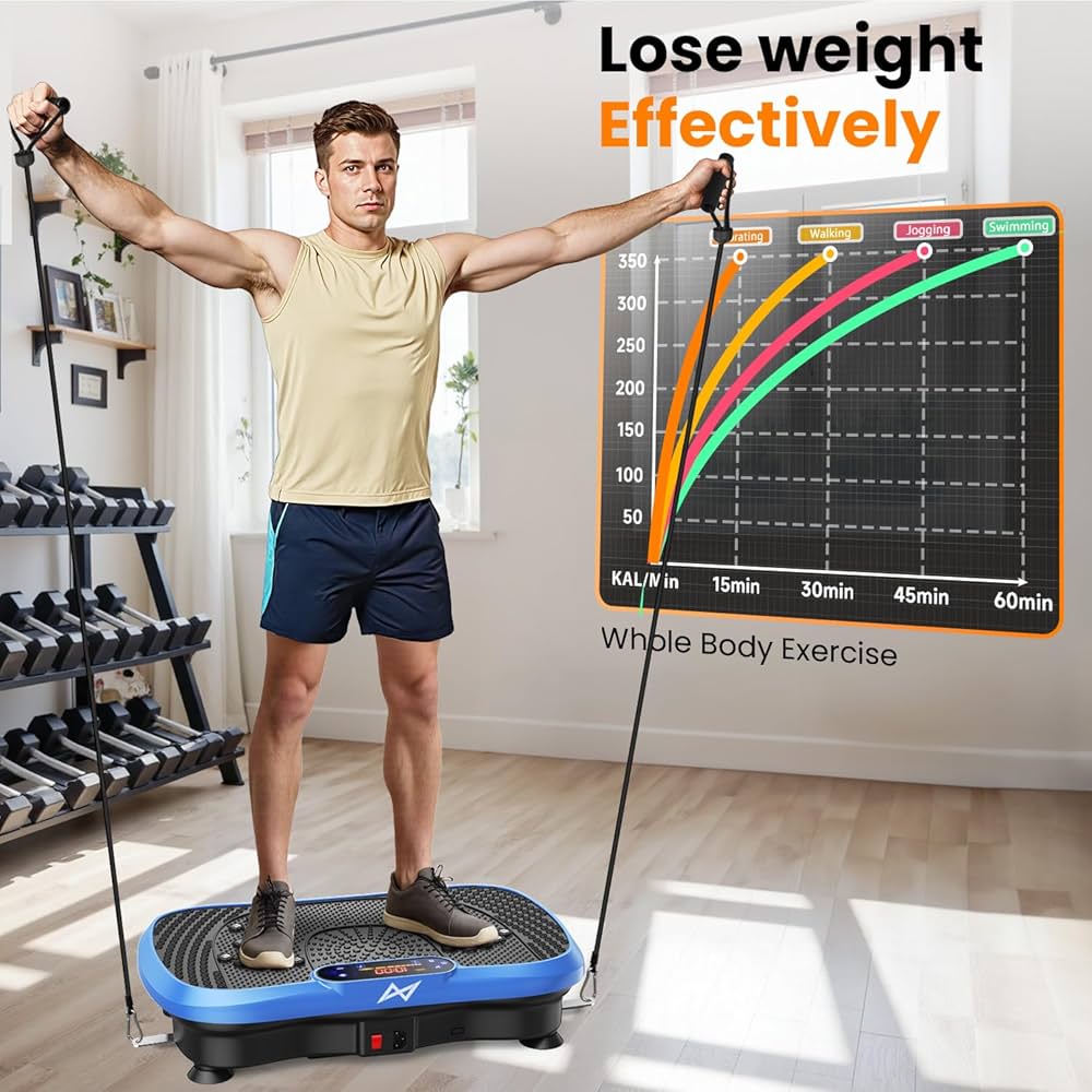 AXV Vibration Plate Fitness Platform Exercise Machine Vibrating Shaking Full Body Shaker Workout Vibrate Stand Shake Board Sport Gym for Weight Loss Fat Burner for Women Men