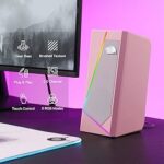 Redragon GS520 RGB Desktop Speakers, 2.0 Channel PC Computer Stereo Speaker with 6 Colorful LED Modes, Enhanced Sound and Easy-Access Volume Control, USB Powered w/ 3.5mm Cable, Pink