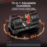 Adjustable Dumbbells Set of 2，Free Weights Dumbbells Set，Adjustable Dumbbell Set，52.5 lbs pair 105 lbs，15 in 1，for Men/Women Gym Equipment for Home Strength Training Equipment
