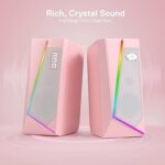 Redragon GS520 RGB Desktop Speakers, 2.0 Channel PC Computer Stereo Speaker with 6 Colorful LED Modes, Enhanced Sound and Easy-Access Volume Control, USB Powered w/ 3.5mm Cable, Pink