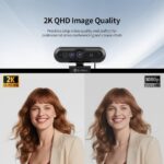 2K Windows Hello Webcam, Windows Hello Facial Recognition, 2K Camera Auto Light Correction, USB Webcam with Microphone, Wide Field of View, Privacy Cover, Works with Microsoft Teams, Zoom, Google Meet