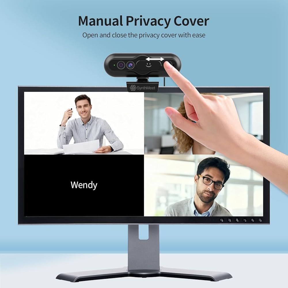 2K Windows Hello Webcam, Windows Hello Facial Recognition, 2K Camera Auto Light Correction, USB Webcam with Microphone, Wide Field of View, Privacy Cover, Works with Microsoft Teams, Zoom, Google Meet