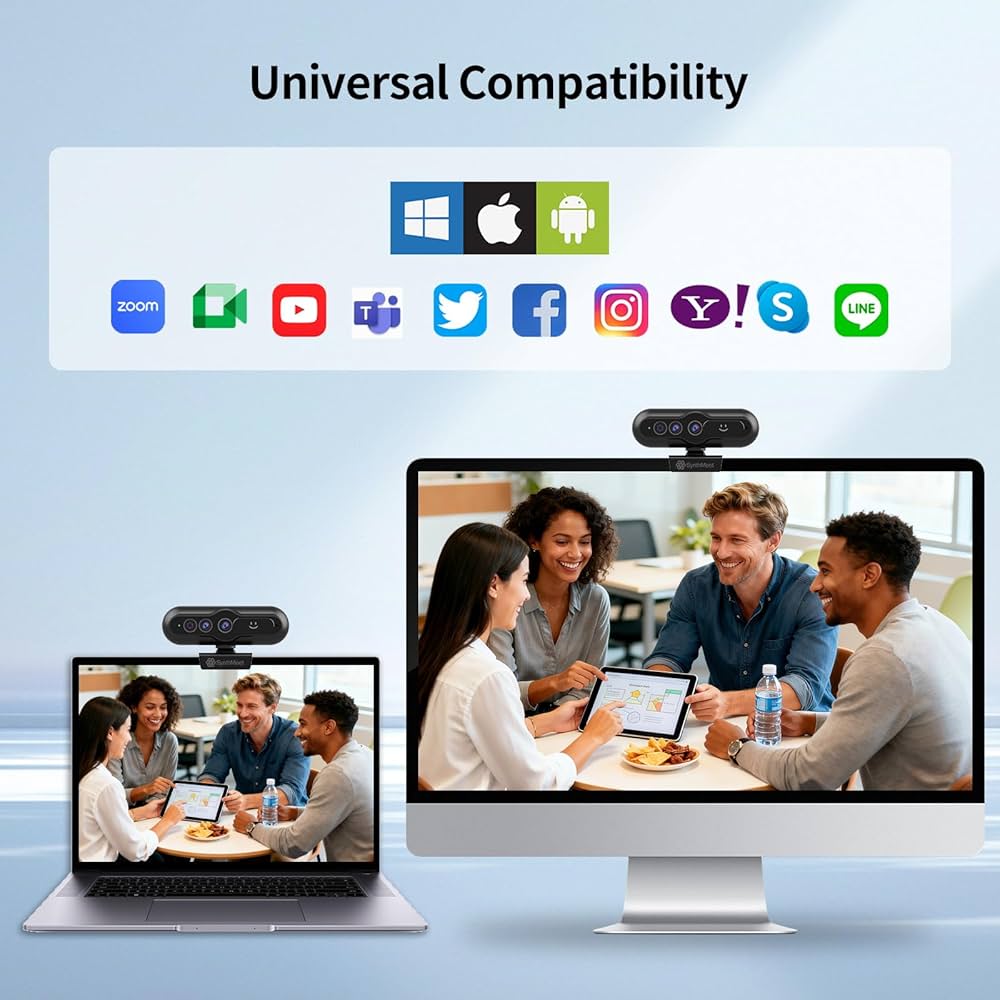 2K Windows Hello Webcam, Windows Hello Facial Recognition, 2K Camera Auto Light Correction, USB Webcam with Microphone, Wide Field of View, Privacy Cover, Works with Microsoft Teams, Zoom, Google Meet