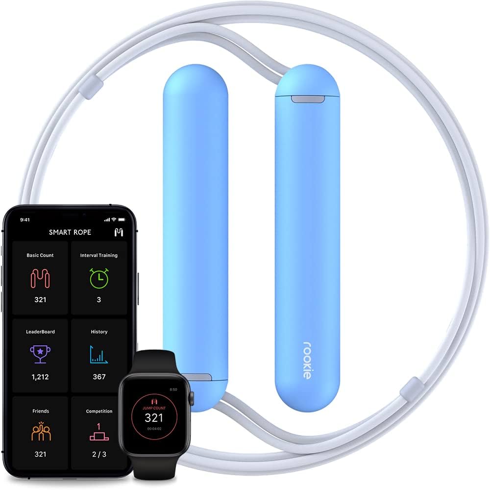 Tangram Smart Rope Rookie – App-Connected Jump Rope for Fitness and Workouts, Adjustable Length, Bluetooth Enabled, Track Calories and Jumps