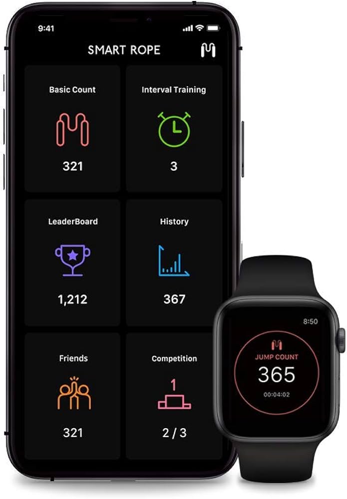 Tangram Smart Rope Rookie – App-Connected Jump Rope for Fitness and Workouts, Adjustable Length, Bluetooth Enabled, Track Calories and Jumps