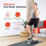 Sunny Health & Fitness Mini Stepper for Exercise at Home, Stair Step Workout Machine with Resistance Band and Over 300lb Weight Capacity, Optional Twist Motion and Free SunnyFit App Connection