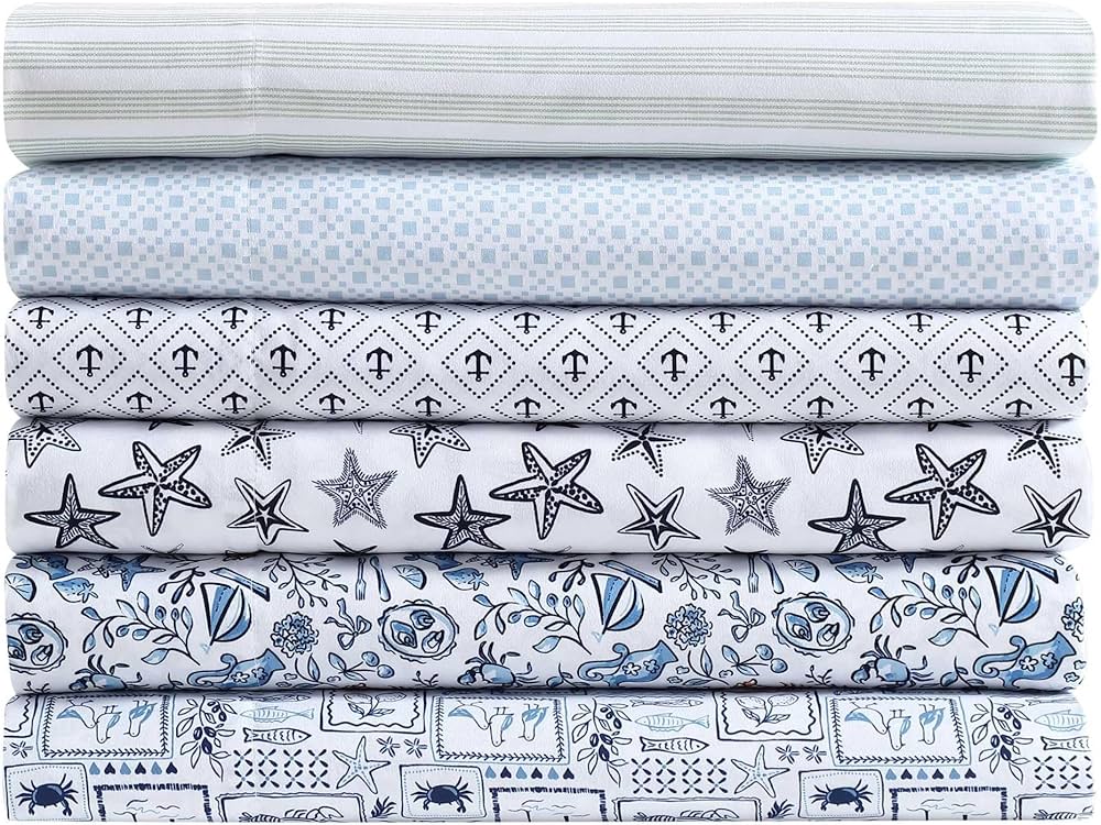 Nautica – Twin XL Size Sheet Set, Crisp & Cool Bedding with a Light and Breathable Feel, 3 Piece Bed Sheets with Deep Pocket Fitted Sheet & Matching Pillowcase (Diamond Anchor Blue)