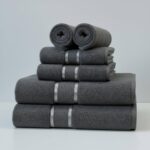 SKY BEDDINGS Premium 6-Piece Towel Set – 600 GSM 100% Cotton, Soft & Highly Absorbent Towels for Bathroom, Hotel & Spa – Includes 2 Bath Towels, 2 Hand Towels, and 2 Washcloths – Dark Grey