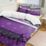 Purple Bathtub and Daisy Comforter Set, Soft Bedding Set with 1 Comforter Cover & 2 Pillowcases, Breathable 3 Piece Bedding Sets for Home, Hotel, Gift, 86″x70″