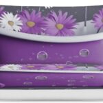 Purple Bathtub and Daisy Comforter Set, Soft Bedding Set with 1 Comforter Cover & 2 Pillowcases, Breathable 3 Piece Bedding Sets for Home, Hotel, Gift, 86″x70″