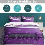 Purple Bathtub and Daisy Comforter Set, Soft Bedding Set with 1 Comforter Cover & 2 Pillowcases, Breathable 3 Piece Bedding Sets for Home, Hotel, Gift, 86″x70″