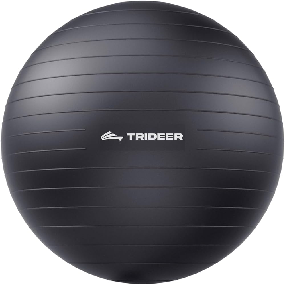 Trideer Exercise Ball for Yoga, Pilates & Fitness – Stability Ball Equipment for Home Gym & Office Chair, Core & Balance Training Accessories, Physical Therapy Equipment, Quick Pump Included, 5 Sizes
