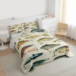 Erosebridal Big Bass Pike Fish Full Comforter Set, Hunting and Fishing Bedding Set Fishing Comforter for Kids Boys Teens Men Rustic Cabin Lake House Decor, Sea Animal Quilt, 2 Pillowcases