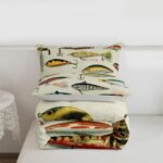 Erosebridal Big Bass Pike Fish Full Comforter Set, Hunting and Fishing Bedding Set Fishing Comforter for Kids Boys Teens Men Rustic Cabin Lake House Decor, Sea Animal Quilt, 2 Pillowcases