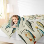 Erosebridal Big Bass Pike Fish Full Comforter Set, Hunting and Fishing Bedding Set Fishing Comforter for Kids Boys Teens Men Rustic Cabin Lake House Decor, Sea Animal Quilt, 2 Pillowcases
