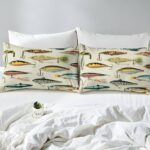 Erosebridal Big Bass Pike Fish Full Comforter Set, Hunting and Fishing Bedding Set Fishing Comforter for Kids Boys Teens Men Rustic Cabin Lake House Decor, Sea Animal Quilt, 2 Pillowcases