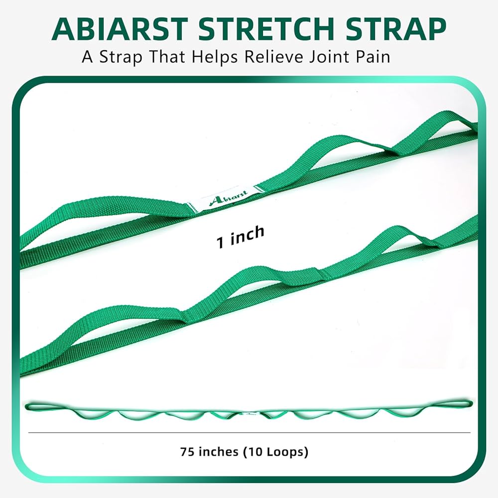 Stretching Strap Yoga Straps for Physical Therapy, 10 Loops Non-Elastic Stretch Band for Pilates, Flexibility, Exercise and Gymnastics