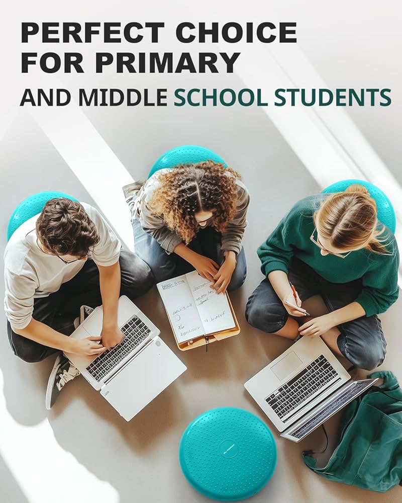 Trideer Wobble Cushion Core Balance Disc, Flexible Seating for Classroom Elementary, Wiggle Seat for Sensory Kids, Balance Pad with Inflation Pump