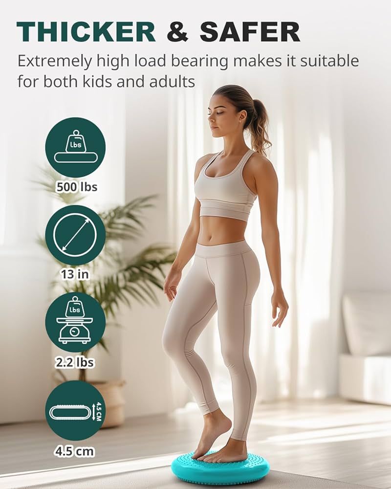 Trideer Wobble Cushion Core Balance Disc, Flexible Seating for Classroom Elementary, Wiggle Seat for Sensory Kids, Balance Pad with Inflation Pump