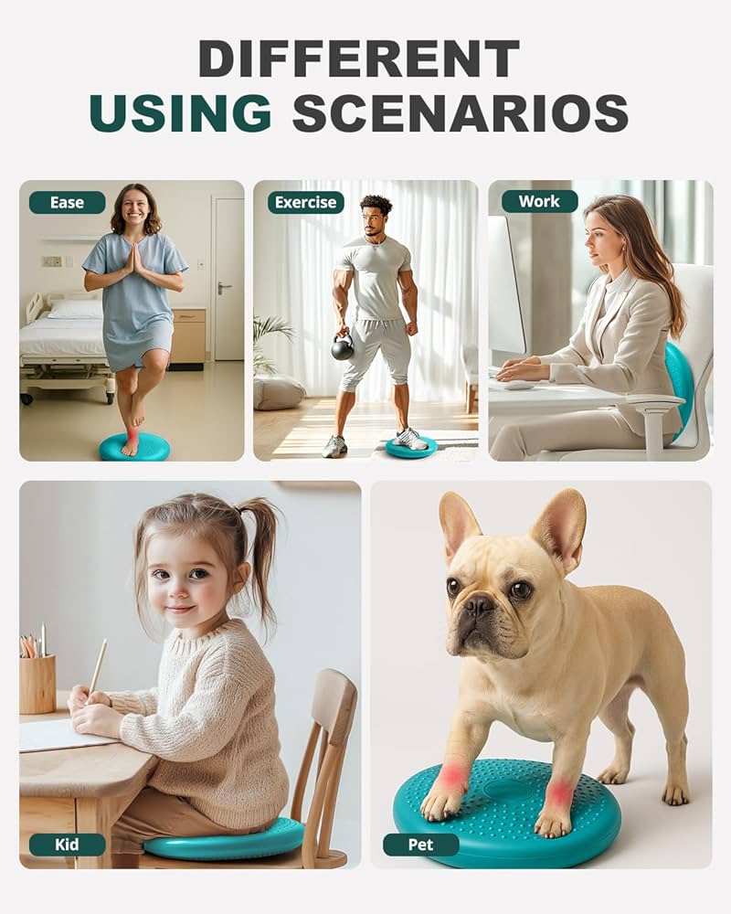 Trideer Wobble Cushion Core Balance Disc, Flexible Seating for Classroom Elementary, Wiggle Seat for Sensory Kids, Balance Pad with Inflation Pump