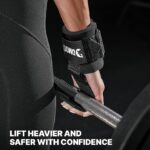 DMoose Fitness Weight Lifting Hooks (Pair) for Deadlifts, Pull Ups, Rows & Shrugs – Anti-Rip Nylon Strap Hand Grips with Thick Wrist Padding – Heavy Duty Wrist Straps for Weightlifting & Gym Workouts