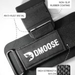 DMoose Fitness Weight Lifting Hooks (Pair) for Deadlifts, Pull Ups, Rows & Shrugs – Anti-Rip Nylon Strap Hand Grips with Thick Wrist Padding – Heavy Duty Wrist Straps for Weightlifting & Gym Workouts