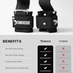 DMoose Fitness Weight Lifting Hooks (Pair) for Deadlifts, Pull Ups, Rows & Shrugs – Anti-Rip Nylon Strap Hand Grips with Thick Wrist Padding – Heavy Duty Wrist Straps for Weightlifting & Gym Workouts