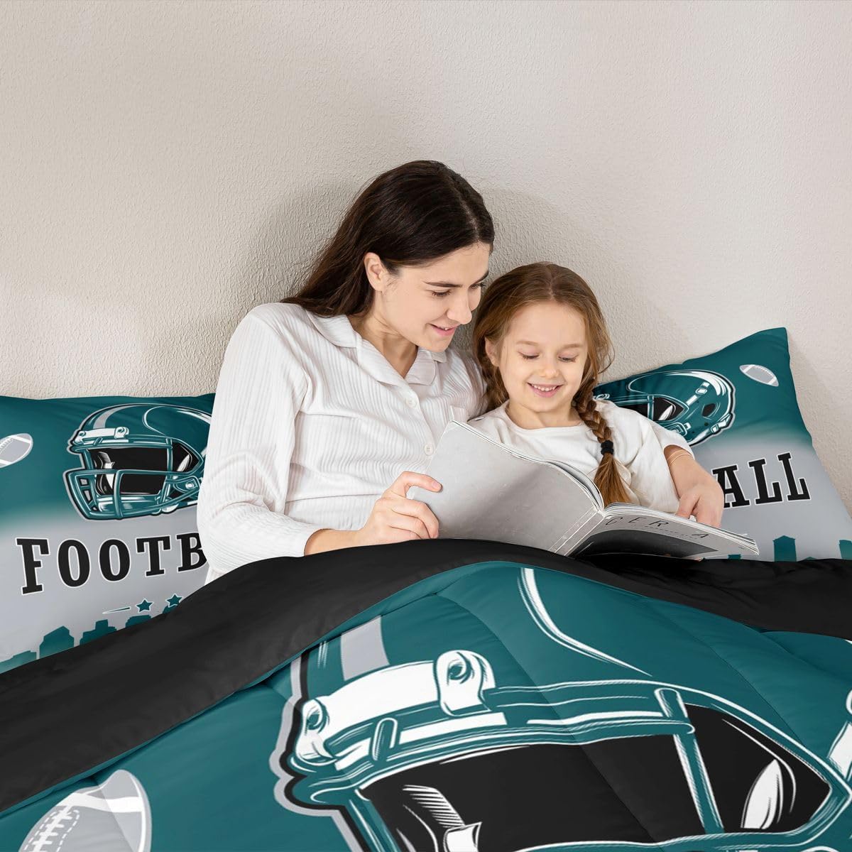 Erosebridal Football Queen Comforter Set American Soccer City Bedding Set for Kids Teen Adults,Rugby Sports Green Grey Comforter Sports Competitive Games Quilt