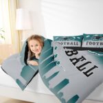 Erosebridal Football Queen Comforter Set American Soccer City Bedding Set for Kids Teen Adults,Rugby Sports Green Grey Comforter Sports Competitive Games Quilt