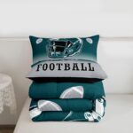 Erosebridal Football Queen Comforter Set American Soccer City Bedding Set for Kids Teen Adults,Rugby Sports Green Grey Comforter Sports Competitive Games Quilt