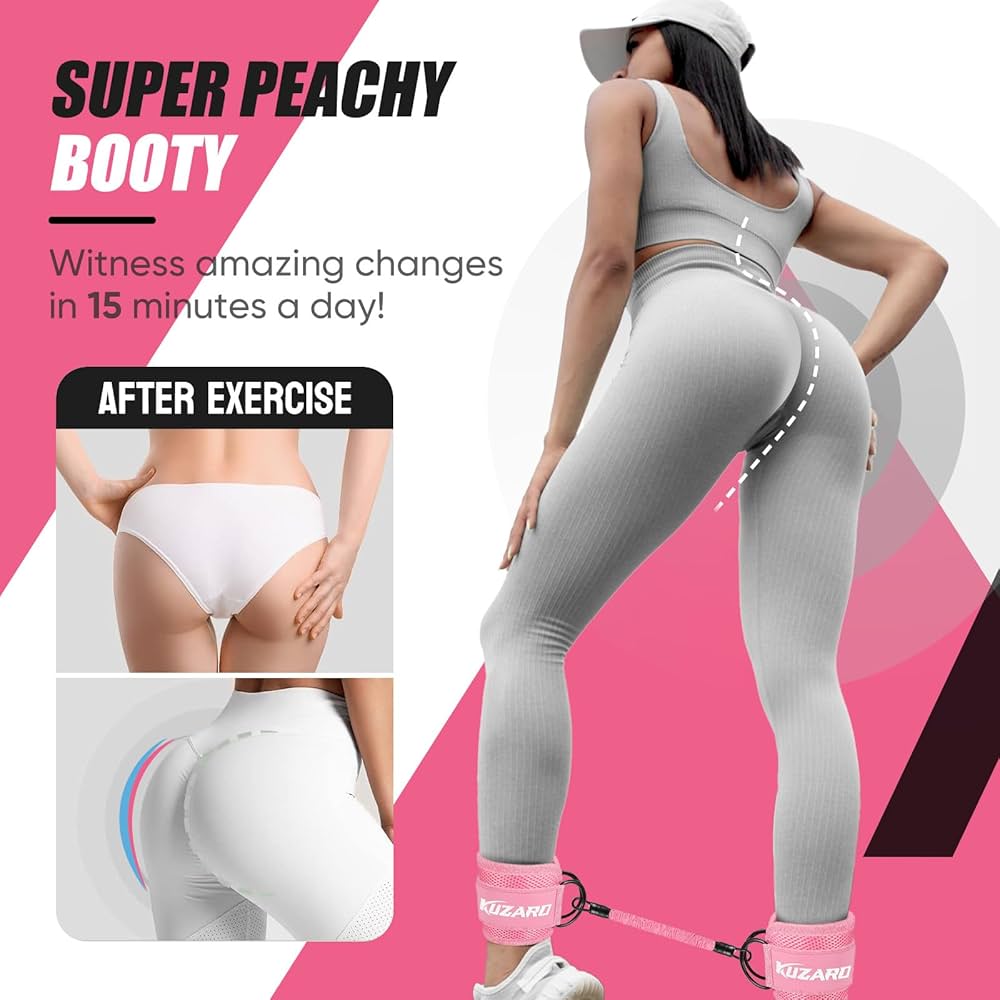 Ankle Resistance Bands with Cuffs, Ankle Weights Bands for Working Out, Women Leg and Glutes Workout Equipment, Exercise Bands for Kickbacks, Butt and Booty Trainer, Home Gym Fitness Equipment