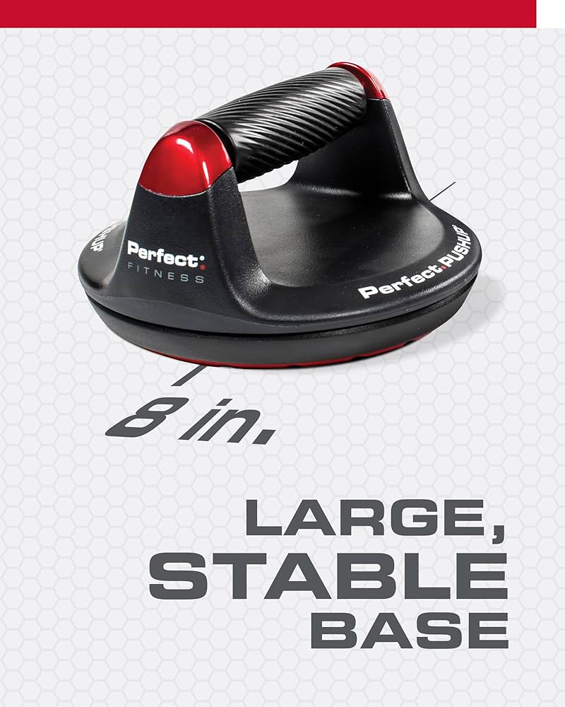 Perfect Pushup Elite – Rotating Handle Design with Steel Ball Bearings for Smooth, Effortless Handle Rotation – Ergonomic Grips, 8″ Base & Textured, Non-Slip Bottom Treads – Supports up to 400lbs