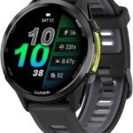 Garmin® Forerunner® 970, Premium GPS Running and Triathlon Smartwatch, AMOLED Display, Built-in LED Flashlight, Carbon Gray DLC Titanium with Black Case and Translucent Whitestone Band