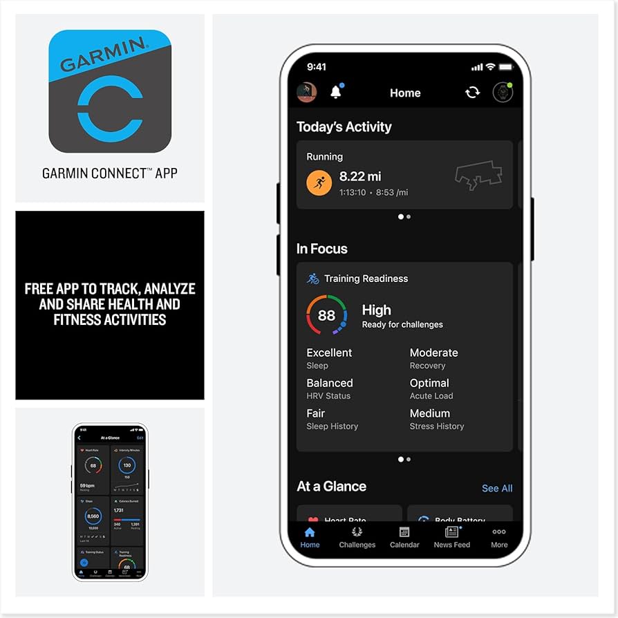 Garmin® Forerunner® 970, Premium GPS Running and Triathlon Smartwatch, AMOLED Display, Built-in LED Flashlight, Carbon Gray DLC Titanium with Black Case and Translucent Whitestone Band