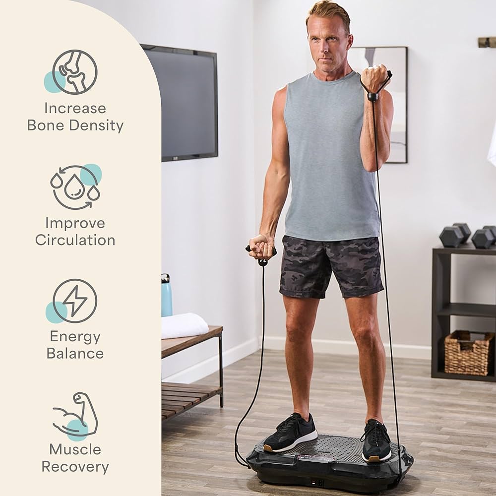 Lifepro Waver Vibration Plate Exercise Machine for Lymphatic Drainage, Muscle Activation, Full-Body Workout Vibrating Platform with Loop Bands, Fitness Equipment for Strength Toning & Fat Loss