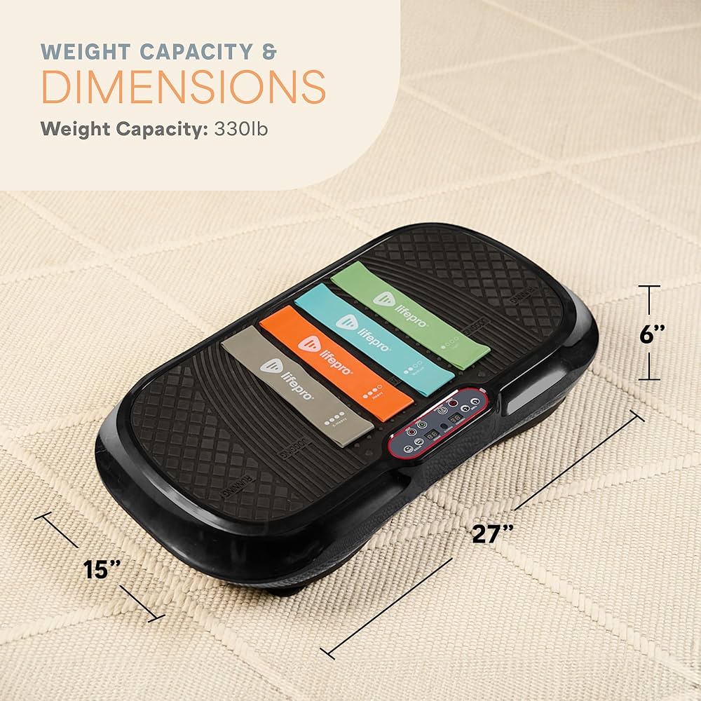Lifepro Waver Vibration Plate Exercise Machine for Lymphatic Drainage, Muscle Activation, Full-Body Workout Vibrating Platform with Loop Bands, Fitness Equipment for Strength Toning & Fat Loss