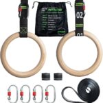 Gymnastic Rings with Adjustable Straps, 1.1″ Olympic Rings, Calisthenics Rings Equipment, Gym Rings with Straps for Home Workout, Outdoor Exercise Rings, Crossfit Pull Up Row Dip Ring Training