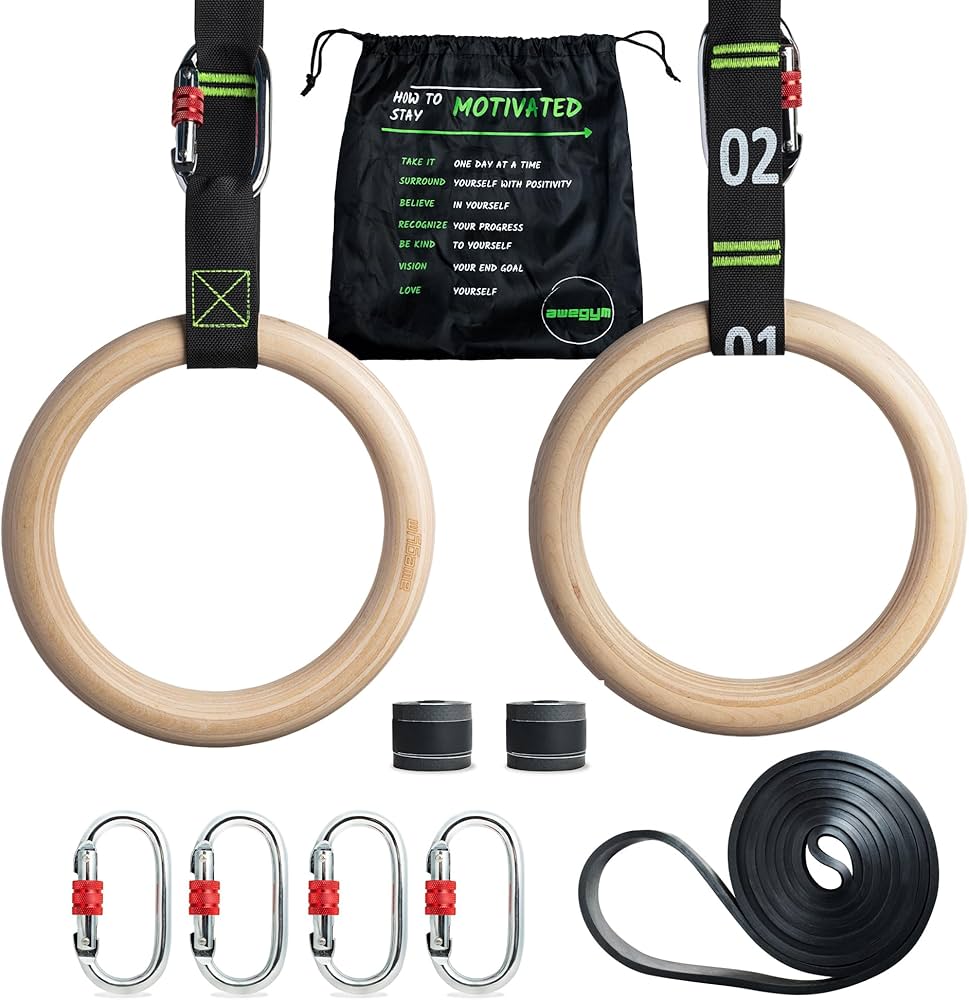 Gymnastic Rings with Adjustable Straps, 1.1″ Olympic Rings, Calisthenics Rings Equipment, Gym Rings with Straps for Home Workout, Outdoor Exercise Rings, Crossfit Pull Up Row Dip Ring Training