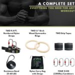 Gymnastic Rings with Adjustable Straps, 1.1″ Olympic Rings, Calisthenics Rings Equipment, Gym Rings with Straps for Home Workout, Outdoor Exercise Rings, Crossfit Pull Up Row Dip Ring Training