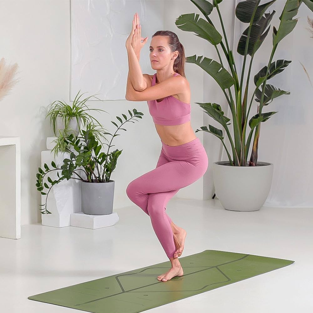 Liforme Original Yoga Mat – Free Yoga Bag Included – Patented Alignment System, Warrior-like Grip, Non-slip, Eco-friendly, sweat-resistant, long, wide, 4.2mm thick mat for comfort