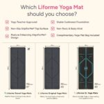 Liforme Original Yoga Mat – Free Yoga Bag Included – Patented Alignment System, Warrior-like Grip, Non-slip, Eco-friendly, sweat-resistant, long, wide, 4.2mm thick mat for comfort