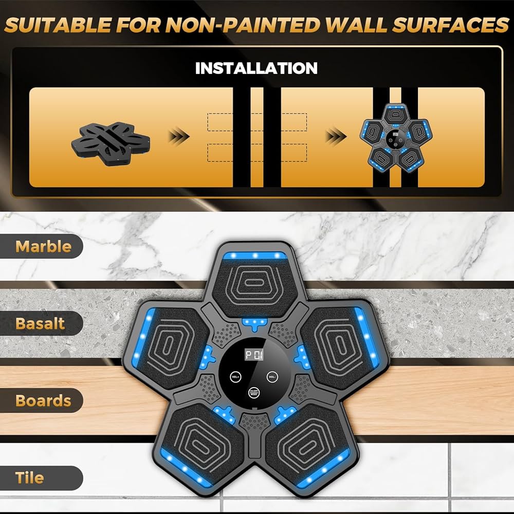 2025 Music Boxing Machine for Adults and Kids, Smart Interactive Boxing Training Equipment with Gloves Wall Mounted, Workout Punching Machine for Home,Office and Gym