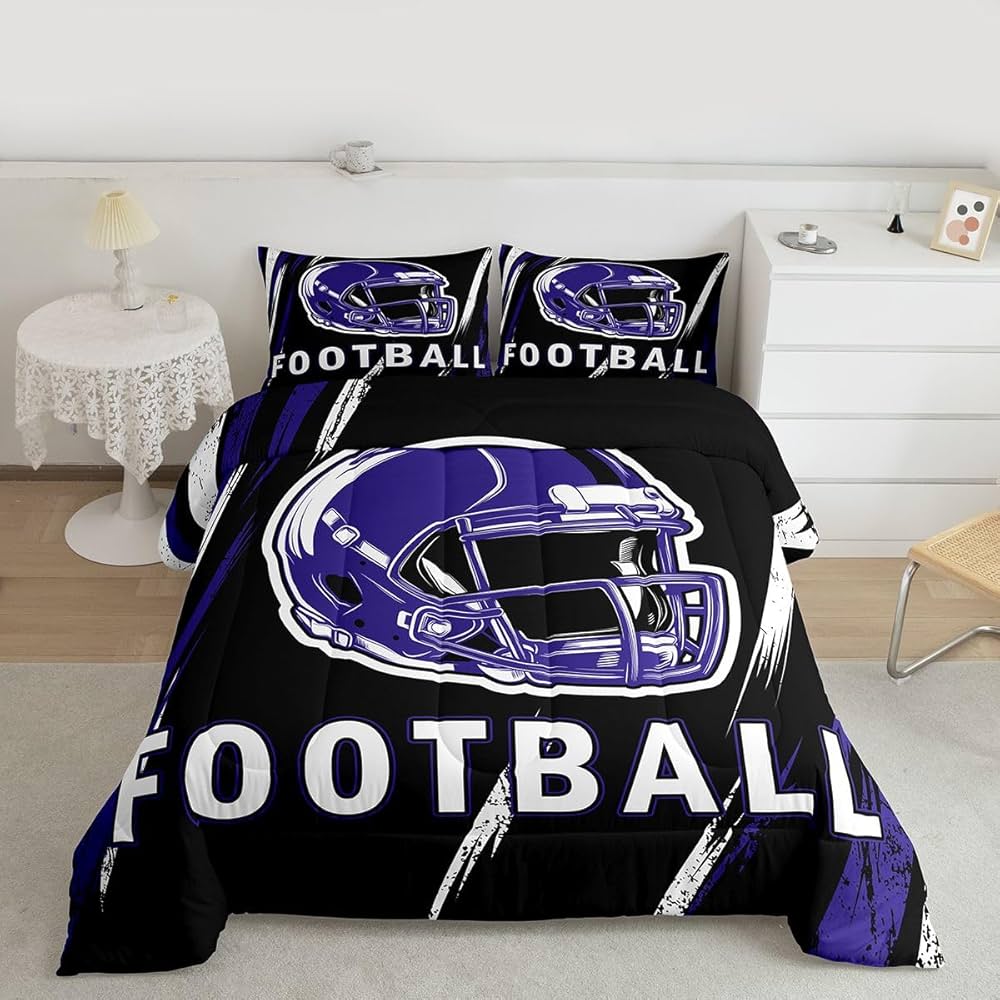 Erosebridal Baltimore Comforter Sets Gridiron Gifts Bedding, City Seasonal Color Queen Bed Sets for Adults Kids Rugby Sports Football Decor for Boys Bedroom – 1 Comforter 2 Pillowcases