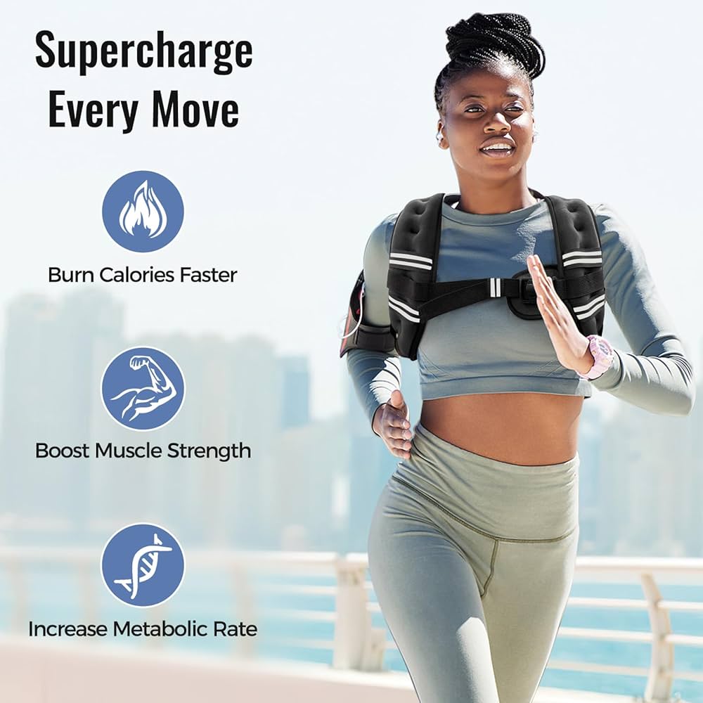 Weighted Vest for Women & Men with Reflective Stripe and Adjustable Buckle, Comfortable & Durable Rucking Vest for Walking, Running & Strength Training