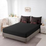 jejeloiu Honeycomb Comforter Set with Sheets Full Size 7 Pieces Hexagon Theme Bedding Set for Boys Men Adults Teens Red Neon Lights Hexagonal Art Bed in a Bag Room Decor