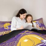 Erosebridal Football City Bed Set Rugby Football Seasonal Color Bedding, 3D Sports Fan Gifts Comforter Set Purple and Yellow Rugby Helmet Duvet Insert Twin Size with 1 Pillowcase