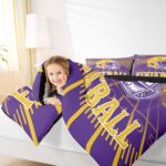 Erosebridal Football City Bed Set Rugby Football Seasonal Color Bedding, 3D Sports Fan Gifts Comforter Set Purple and Yellow Rugby Helmet Duvet Insert Twin Size with 1 Pillowcase